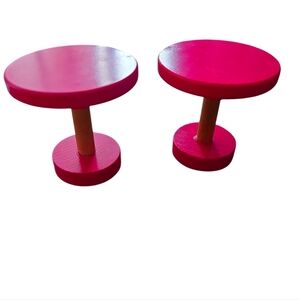 Wood Kitchen Barbie Pink Stools Doll Furniture Playset Accessories